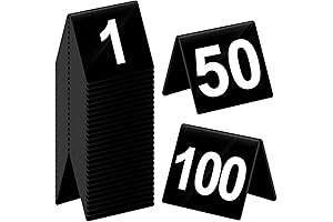 100 Pack Table Number Tents, 2.5 x 2 x 1.6 Inch Double Sided