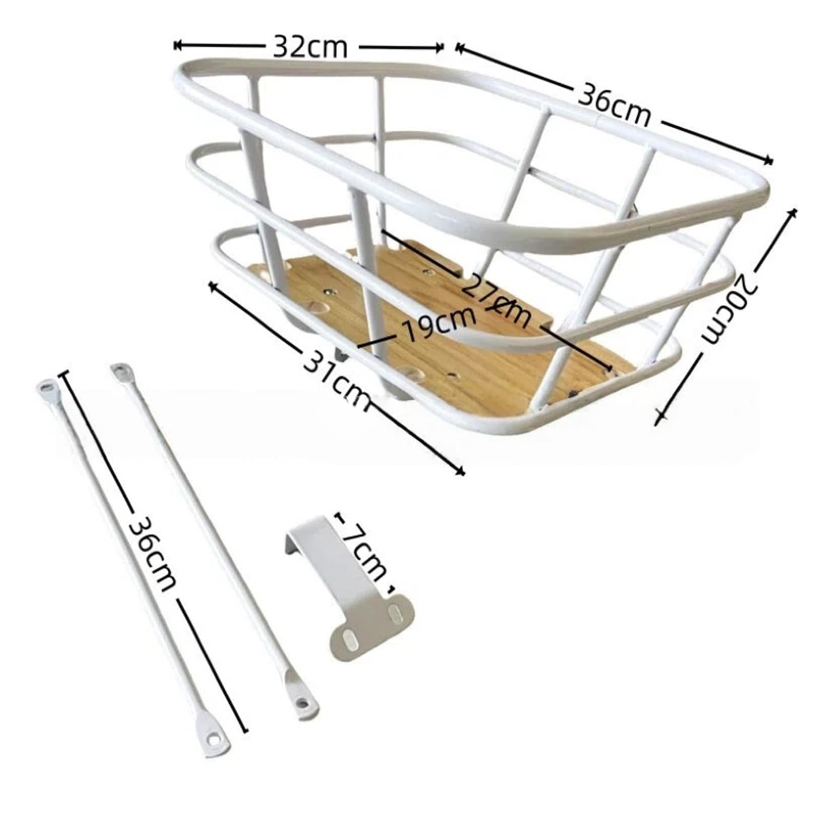 Przedni kosz rowerowy – wszechstronny pojemnik z drutu metalowego do jazdy na rowerze i wędrówek, zawiera uchwyt, 36 x 32 x 20 cm, idealny do organizera rowerowego i rozwiązania do przechowywania