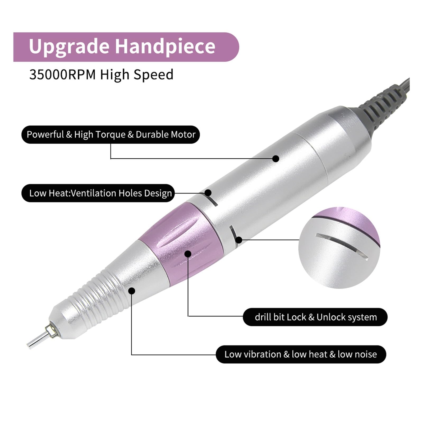 Elektryczna wiertarka do paznokci, 35000 obr./min profesjonalna maszyna manicure, frez Manicure Pedicure, akcesoria narzędzie