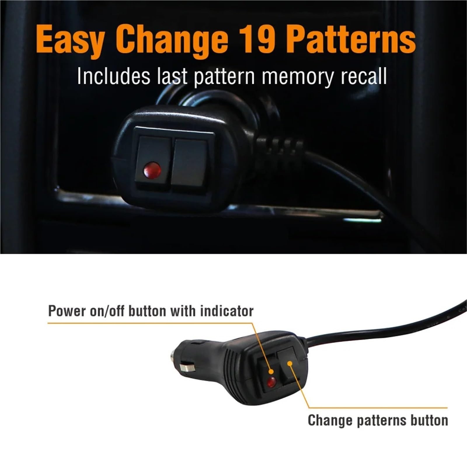 Luz intermitente de emergencia for coche o camión, luz estroboscópica LED de señalización diurna, luces de emergencia policiales, 18 modos de parpadeo, 12V/24V(Yellow)