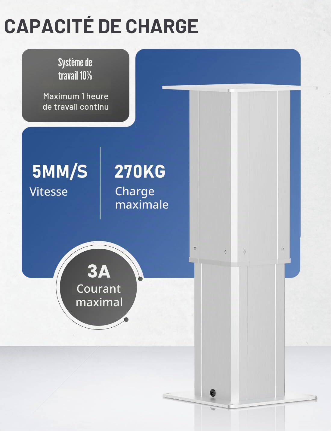 DIHOOL Table élévatrice électrique 270kg Capacité hauteur réglable 420-720mm Châssis télescopique Télécommande WLAN Commande manuelle Course 300mm Vitesse 5mm/s Ateliers Caravanes Bureaux