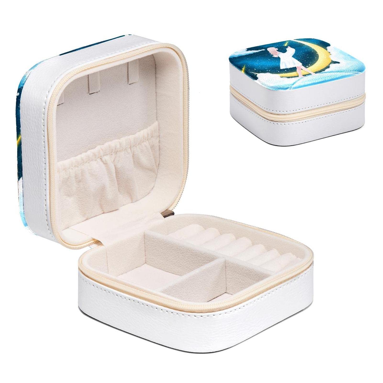 Boîte à bijoux pour femme filles anime lune | Organisateur de bijoux bagues colliers compact