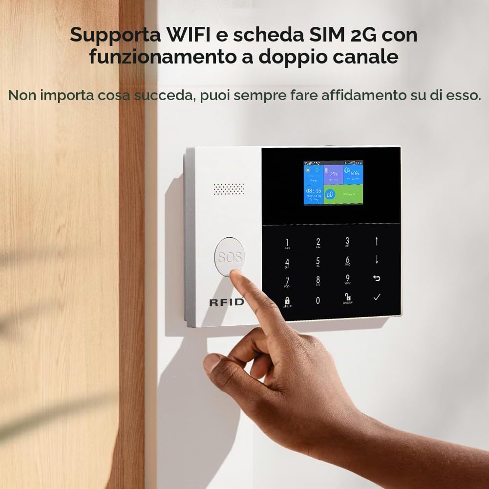 Allarme Casa Senza Fili GSM, 21pcs Allarme casa WiFi, Sistema di Allarme con APP, Sirena 120DB, Sensore per Porte e Finestre, Rilevatore di Movimento, Telecomando, Compatibile con Alexa