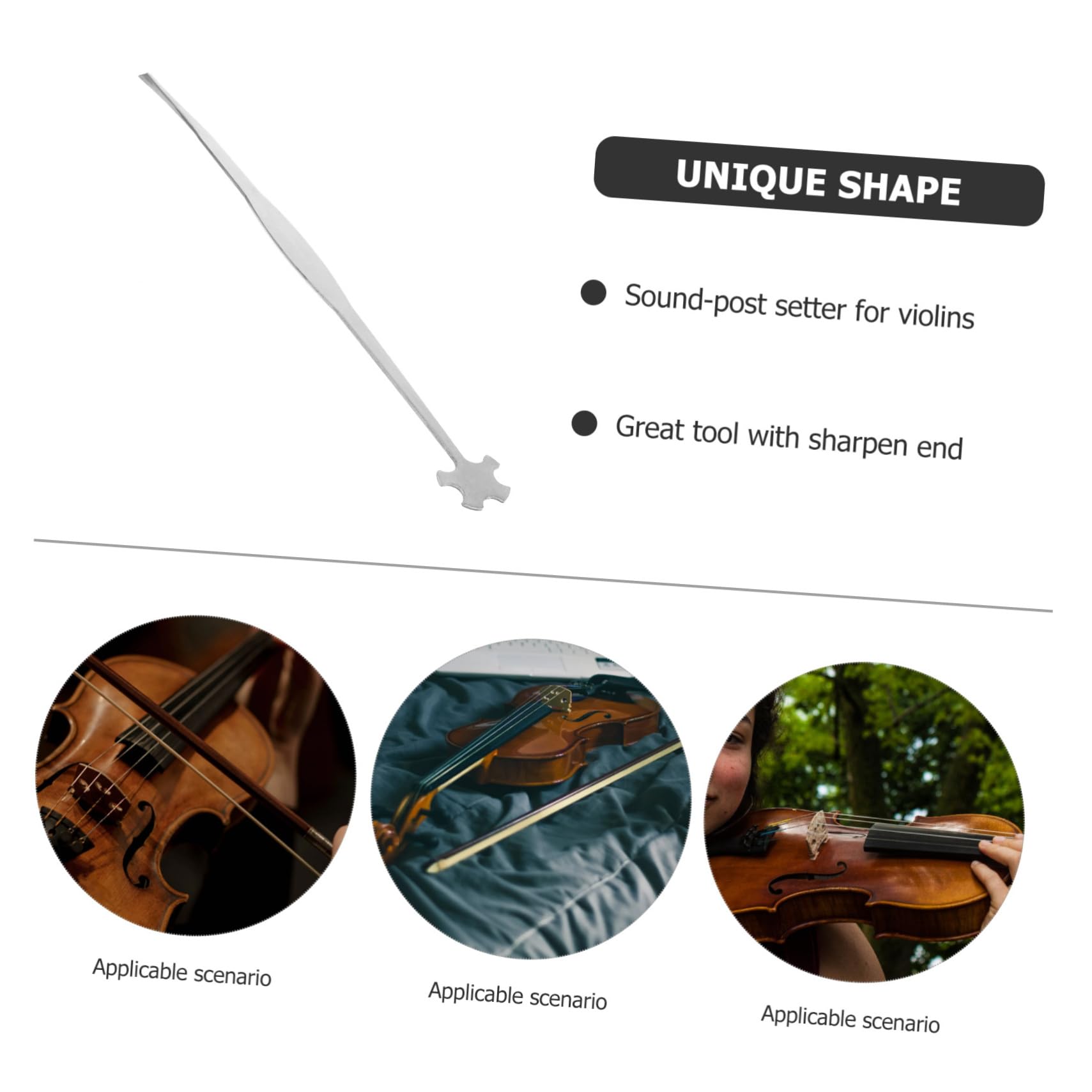 BESPORTBLE 1Pc Stainless Steel Violin Sound Post Setter Tool Luthier Repair Accessory for Easy Insertion Violin Sound Posts Silver