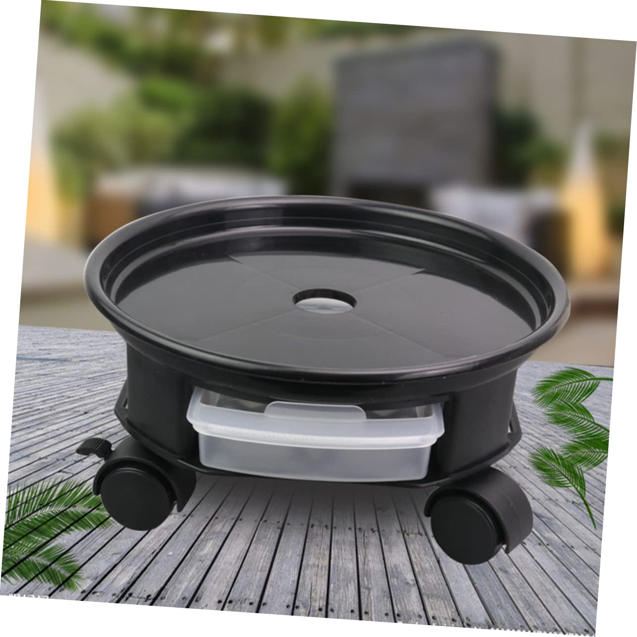 Milisten Support à Roulettes Pour Pots De Fleurs - Étagère Plantes Mobile Gris 31x31x8.7cm