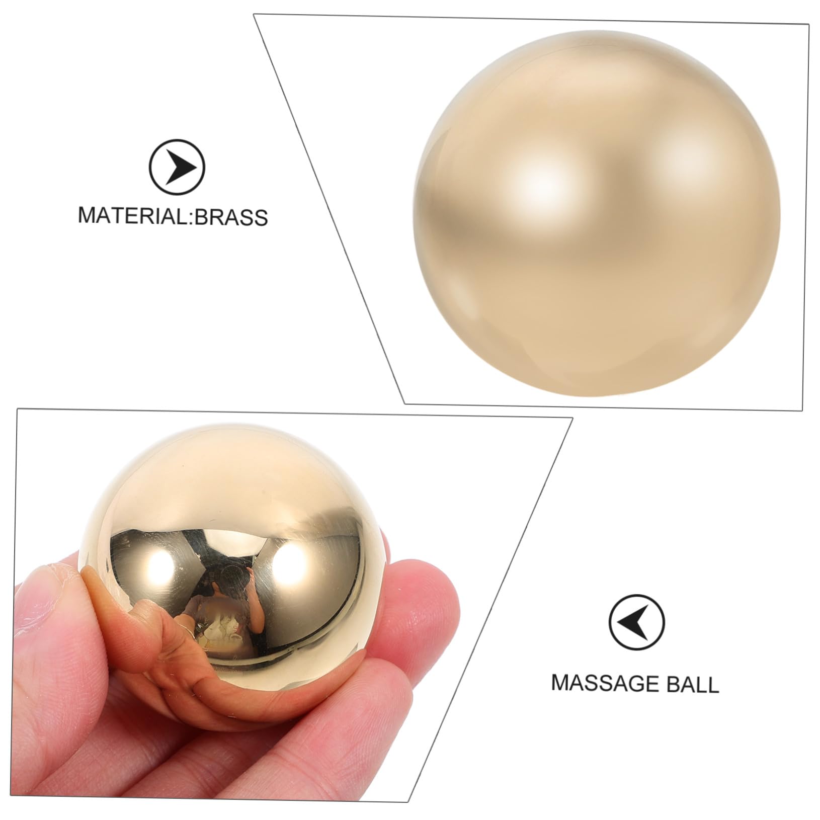 2 Balones de Masaje de Palma de Latón Dorado, Bolas Lisas