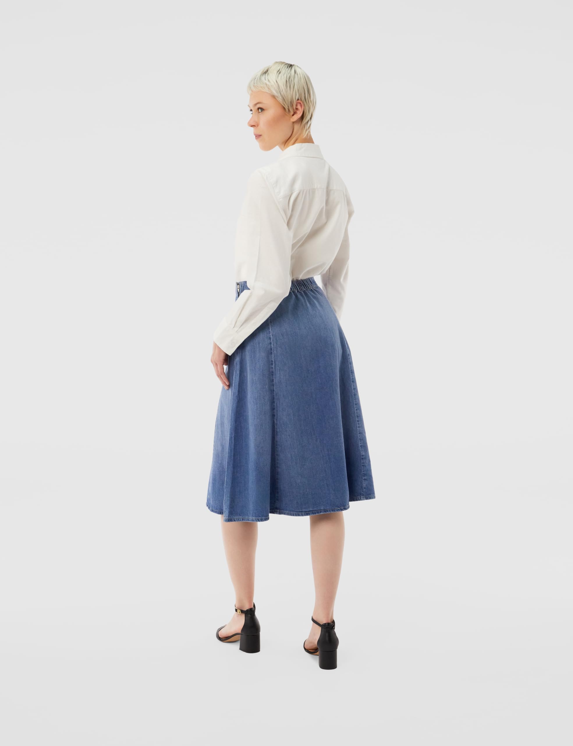 Tommy Hilfiger Damen Jeansrock Midi Flare Uma mit Gürtel