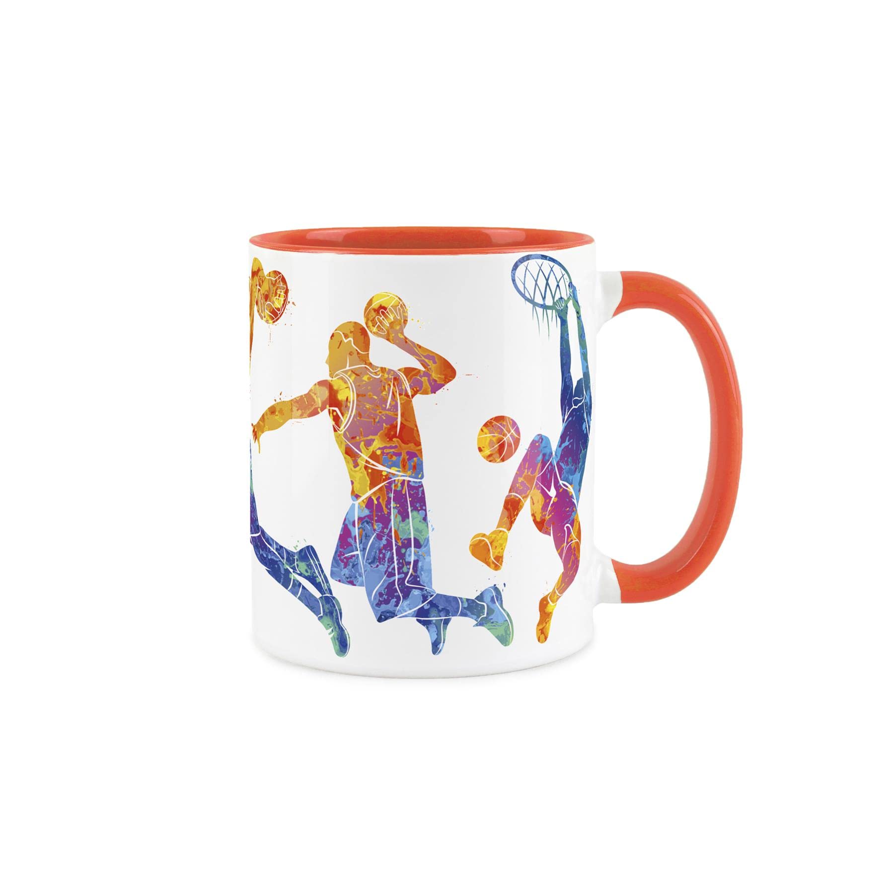 Purely Home Basketball Themed Abstract Paint Effect - Orange Mug Coffee/Tea Gift for Sports Lovers