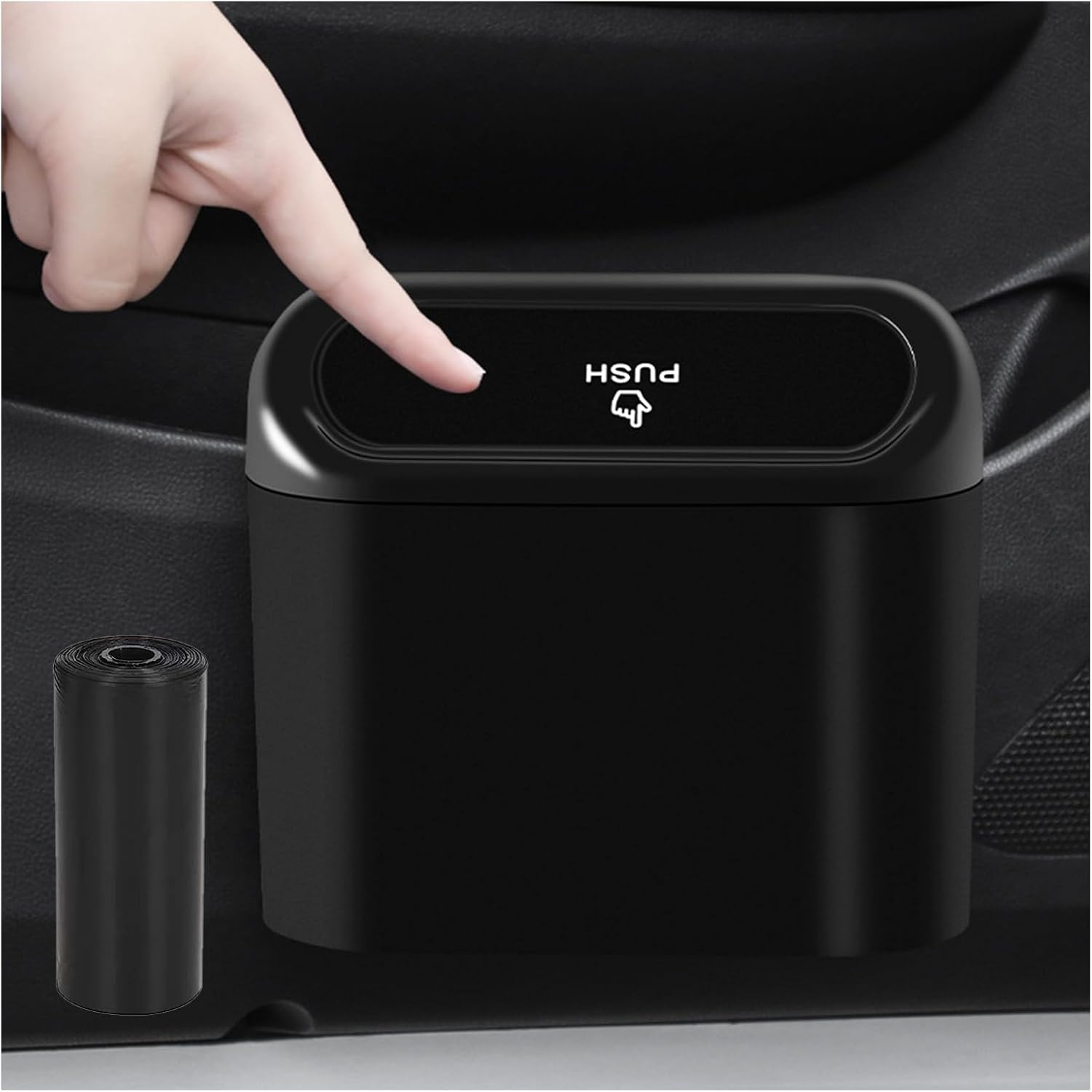 Kewucn Mini Car Trash Can Bin with Lid, Portable Auto