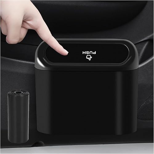 Mini cubo de basura para automóvil con tapa, cubo de basura portátil con 15 bolsas de basura, organizador universal para colgar a prueba de fugas,
