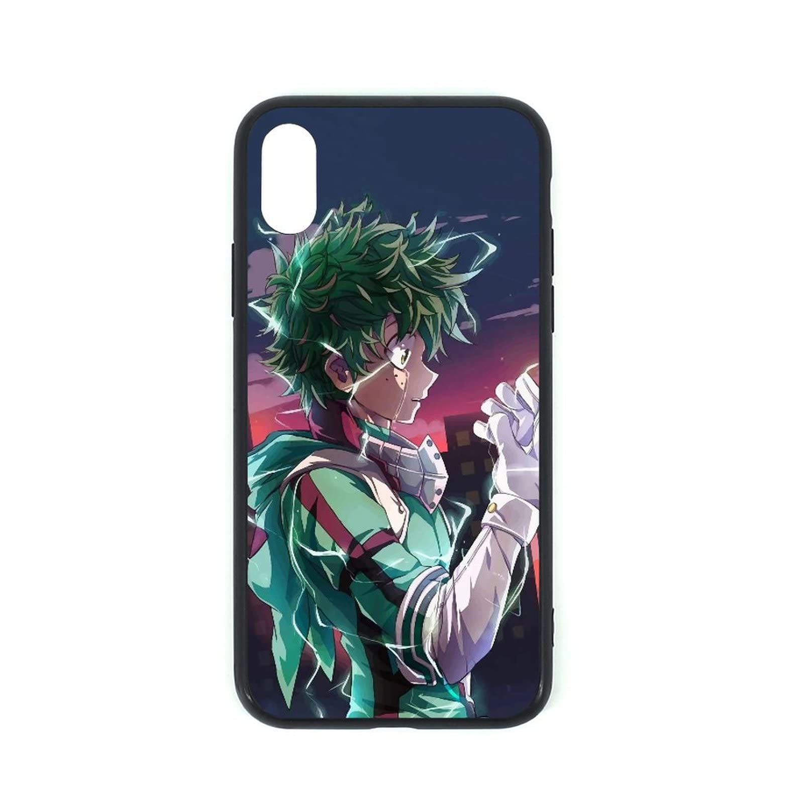 DANGOGANG Cover for iPhone X iPhone Xs Phone Case Silicone TPU +Glass Tempered Glass Back Anime My Hero Academia Deku Phone Cases