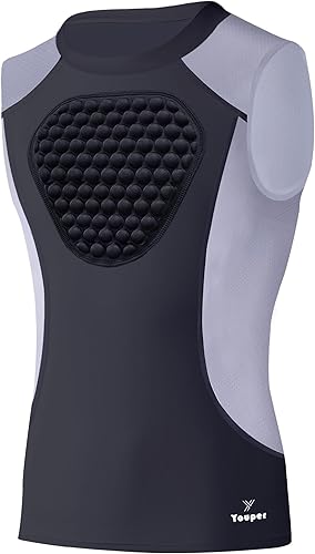 Camiseta Protectora de Pecho Acolchada Youper para Adultos, Protección para el Corazón/Estérnon para Béisbol, Fútbol, Lacrosse y Porteros