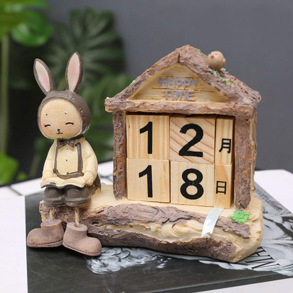 Decorative Beautiful Table Ornament, Calendar, 5.9 x 2 x 5.5 in Durable for Wedding TV Cabinet(Rabbit boy)
