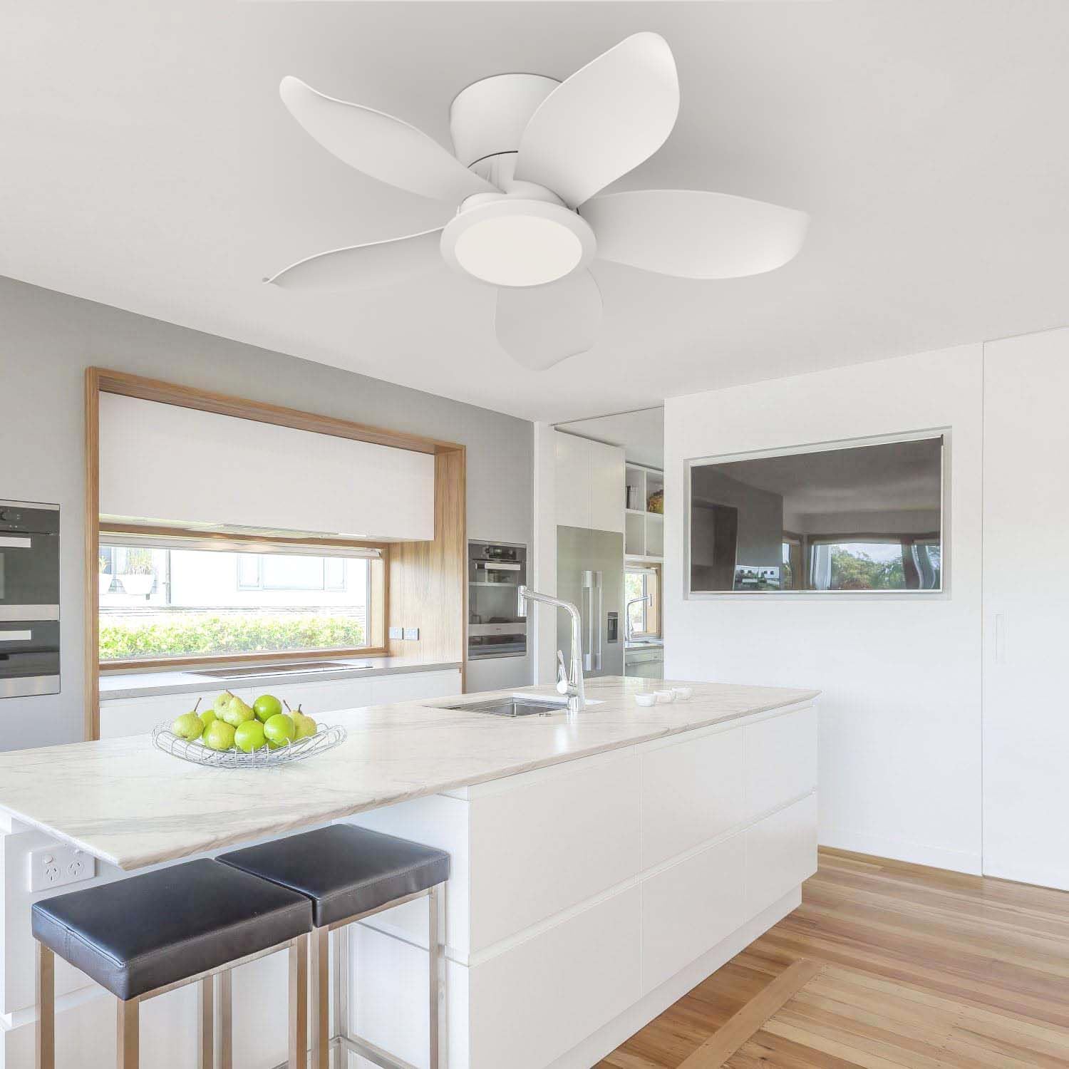 HXYSXHJUO 65CM Smart Ceiling Fan with Light, APP & Remote Control, Dimmable LED, 6 Speeds Timer, Quiet DC Motor Chandelier A for Bedroom Living Room Flush Mount-White