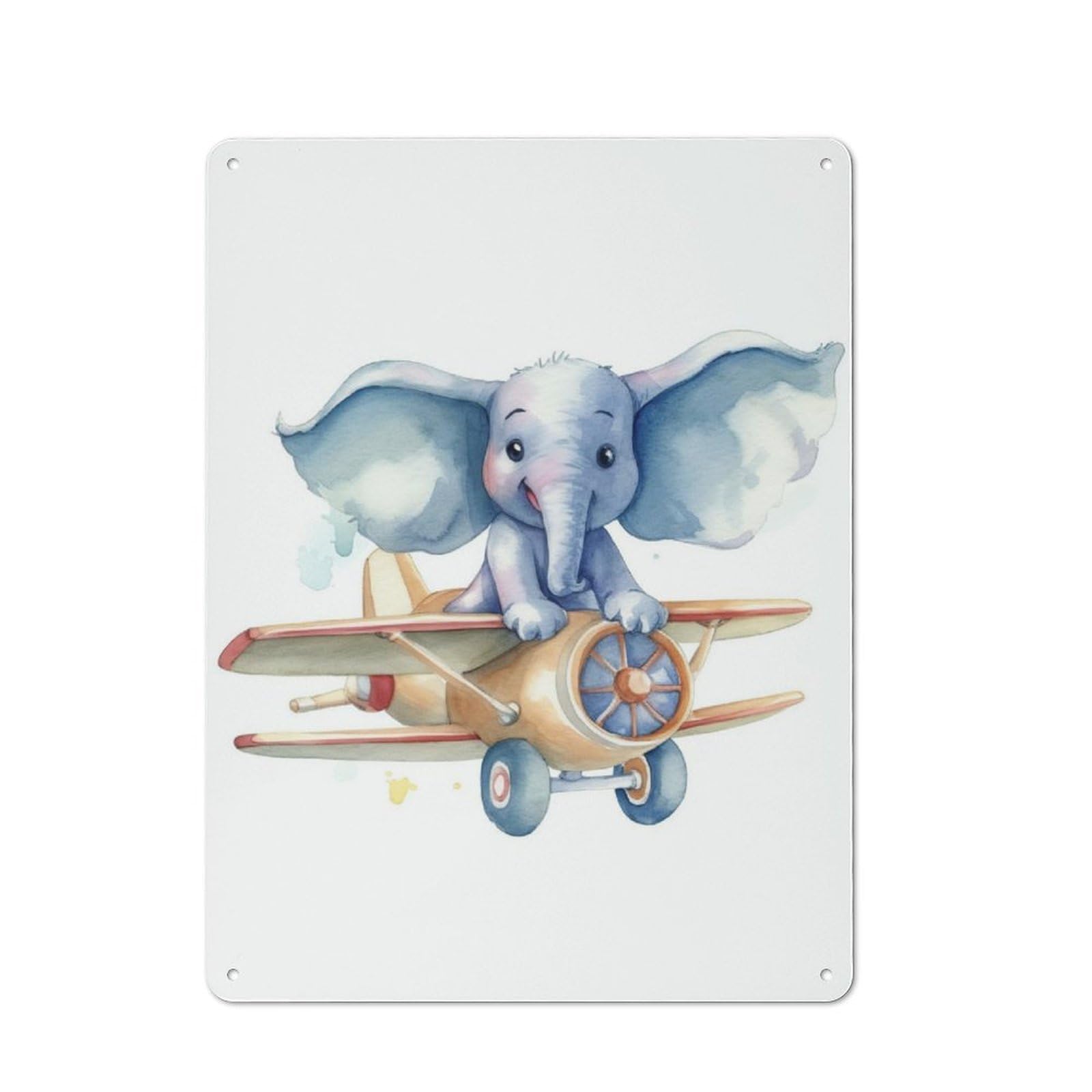 Junmoney Elephant In Plane Vintage-Inspired Tin Sign 40X30cm For Café Or Restaurant, For Cooler-Month Interiors With Vintage Character