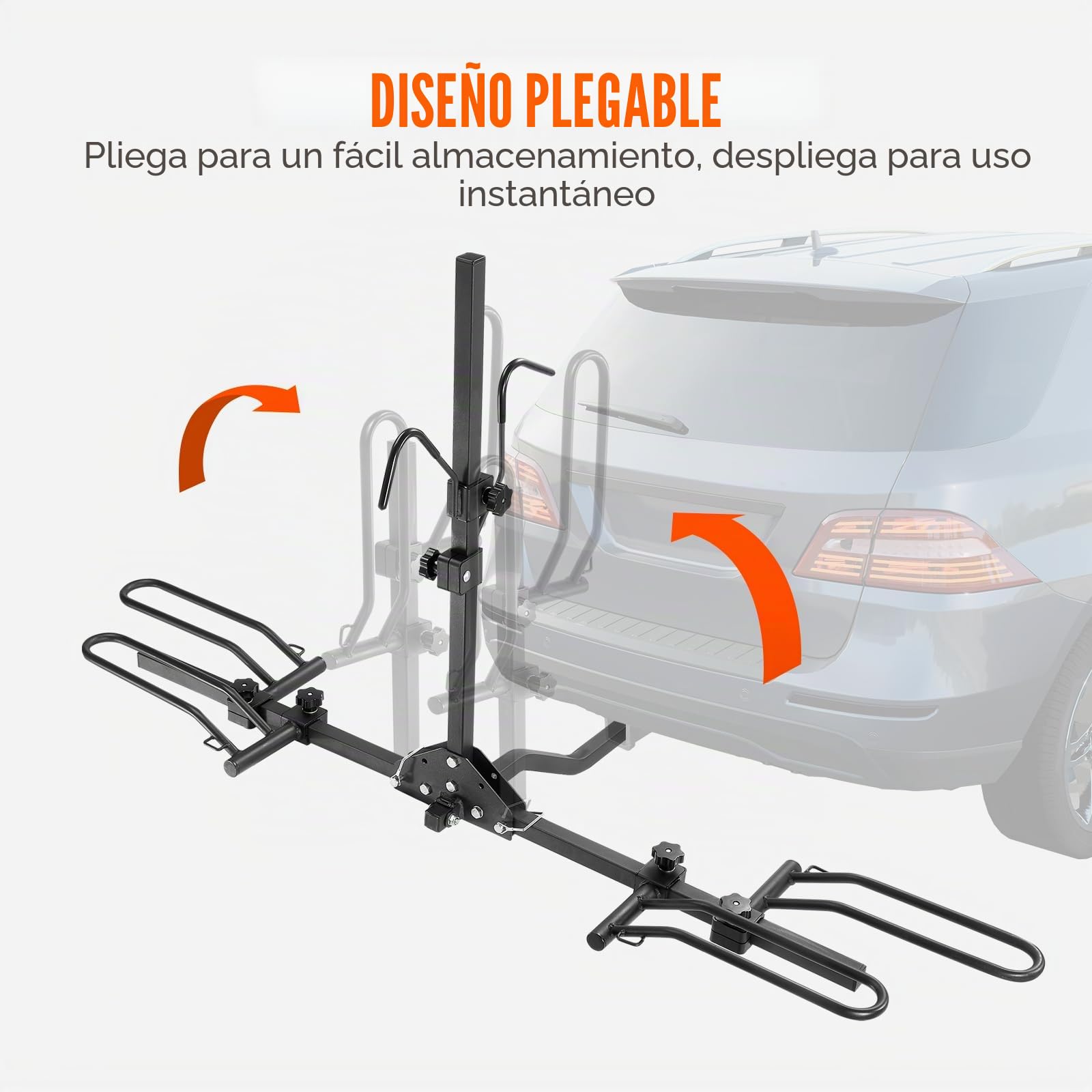 VEVOR Portabicicletas para 2 Bicicletas Portaequipajes con Enganche Capacidad de Carga Máxima de 36 kg Compatible con Receptores de 30/51 mm para Coches SUV Autocaravana Camión Viajes Desplazamientos