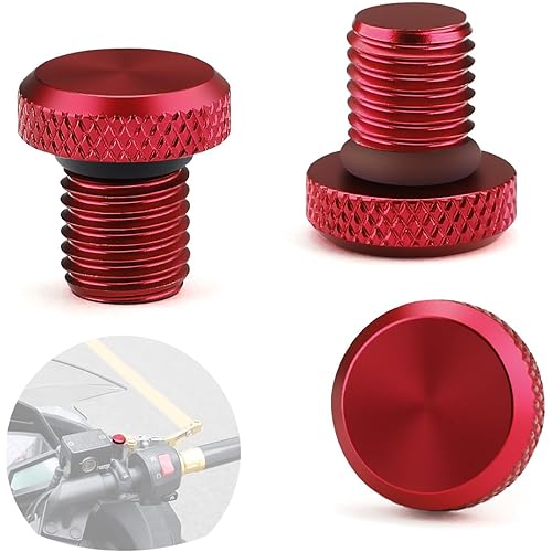 3 Pcs Motorcycle Mirror Hole Plug M10x1.25, Universal Space Aluminum Motorcycle Rear View Mirror Screws Suitable for Most Motorcycle(Honda,Yamaha, Kawasaki, Suzuki,Ducati) ATV and Bike etc (red)