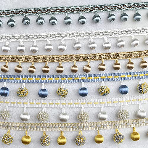 Dentelle de rideau, franges, pompon, 3 mètres, boule suspendue, franges, pendentif perlé, garnitures à franges, rideau de maison, décoration de nappe de canapé (couleur : rouge) (couleur : vert) (ma
