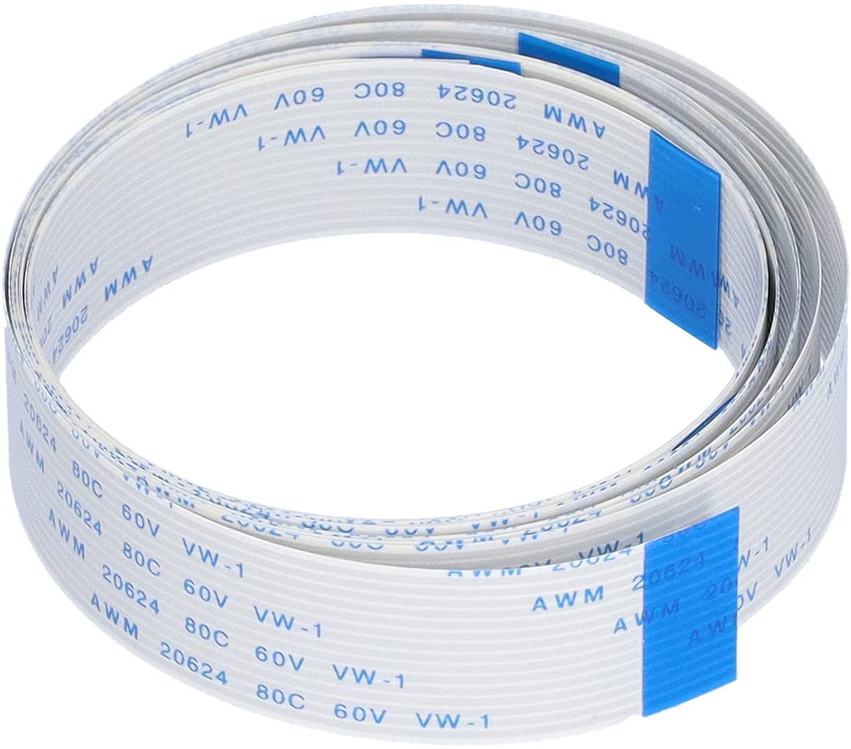 15 Pin FFC Cable 1mm Pitch, 80C, 60V, Copper, 500MM Length A-Type, White,Pack Of 1