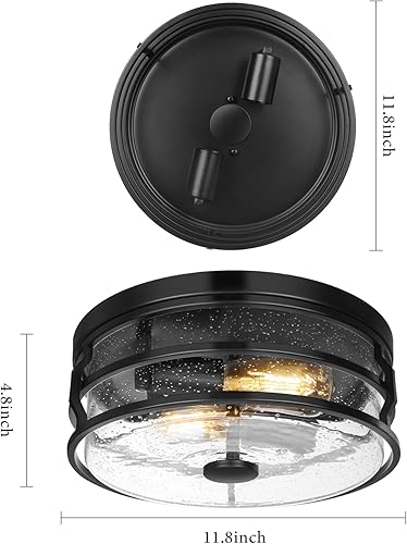 Miniatura 2 de Lámpara industrial cerca del techo, moderna lámpara de techo empotrada con jaula de metal negro, lámpara de techo de 2 luces para cocina, pasillo,