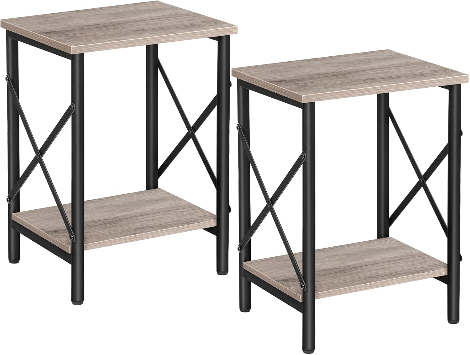 MAHANCRIS Set of 2 End Tables, Side Tables with Storage Shelf, Bedside