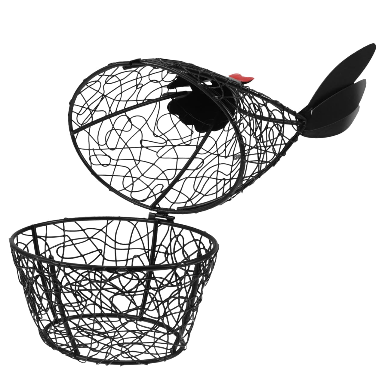 Cesta de almacenamiento para huevos de alambre de metal con forma de pollo