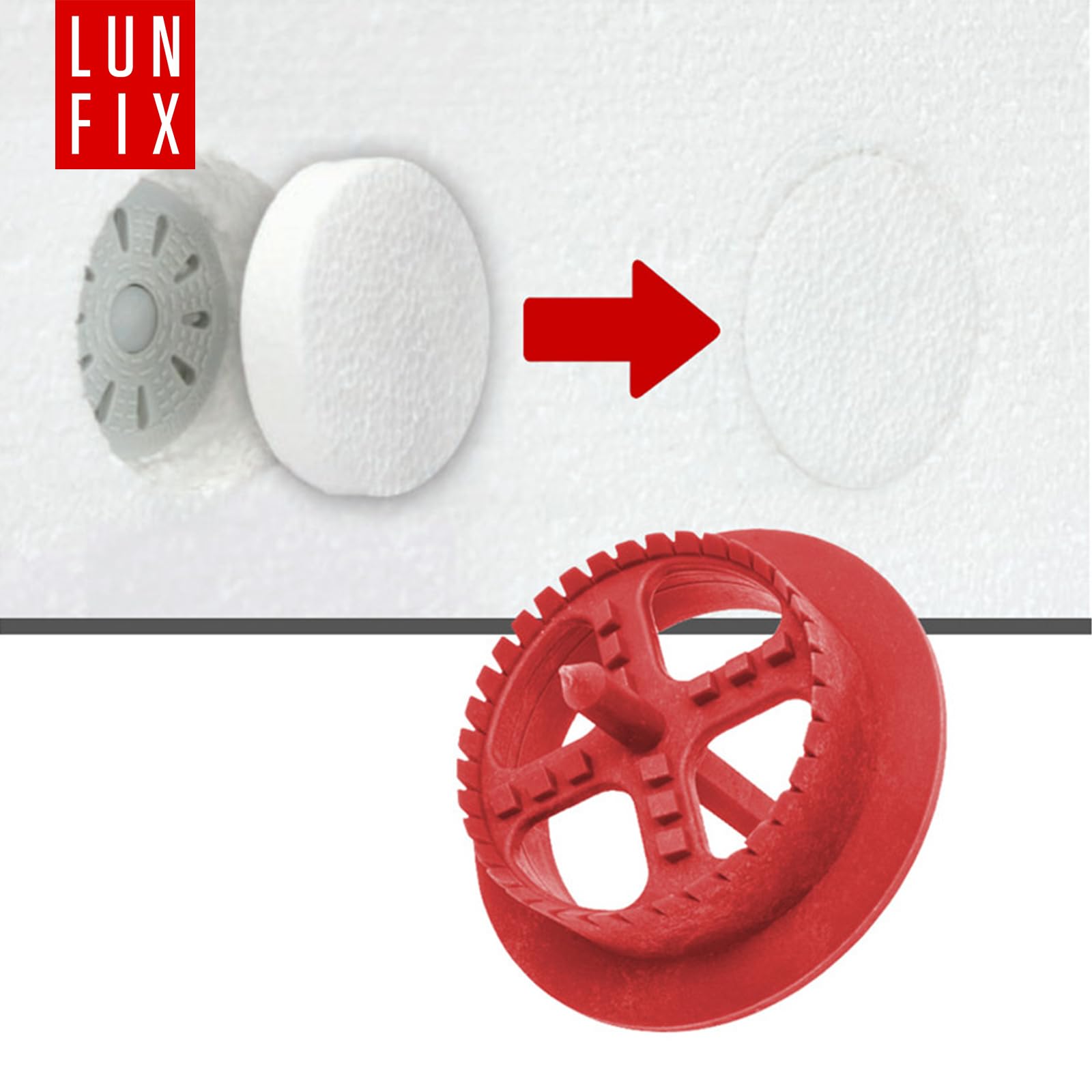 100 tapones de poliestireno expandido (EPS), diámetro de 67 x 17 mm, color blanco, para tacos aislantes, aislamiento en WDVS, apto para fresadoras, discos de poliestireno