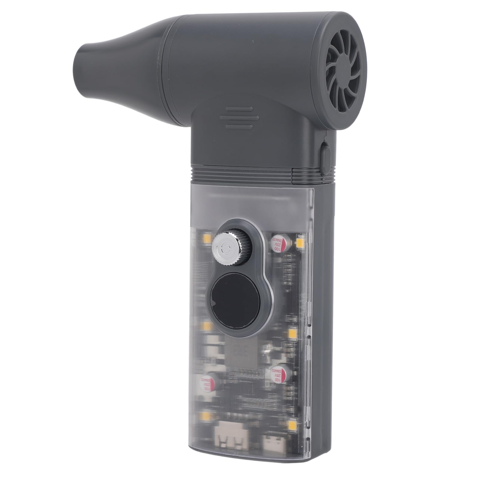 Rengue Soffiatore Elettrico Ad Aria, 2 in 1 Jet Fan Blower 150000 RPM, Aria Compressa Ricaricabile 10000mAh con Controllo Velocità a Manopola 1-30 Marce, LED Light per Pulizia Computer
