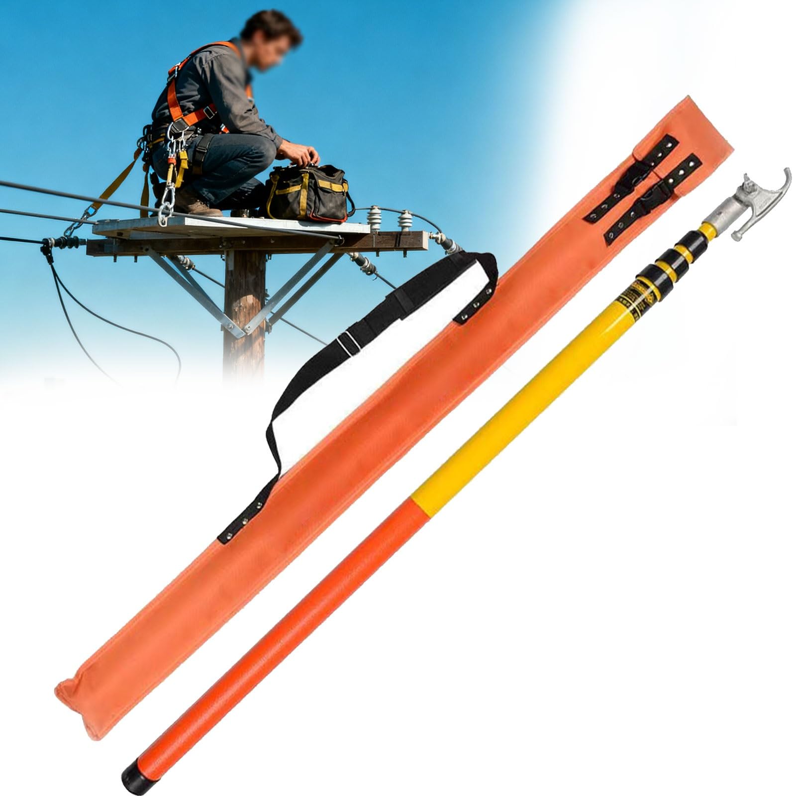 GTHTUHFD High-Voltage Insulated Retractable Rescue Hook, Electrical Safety, Non-Conductive Electrical Safety Rescue Pole, Electrician'S Tool,size_name-3m/9.8ft