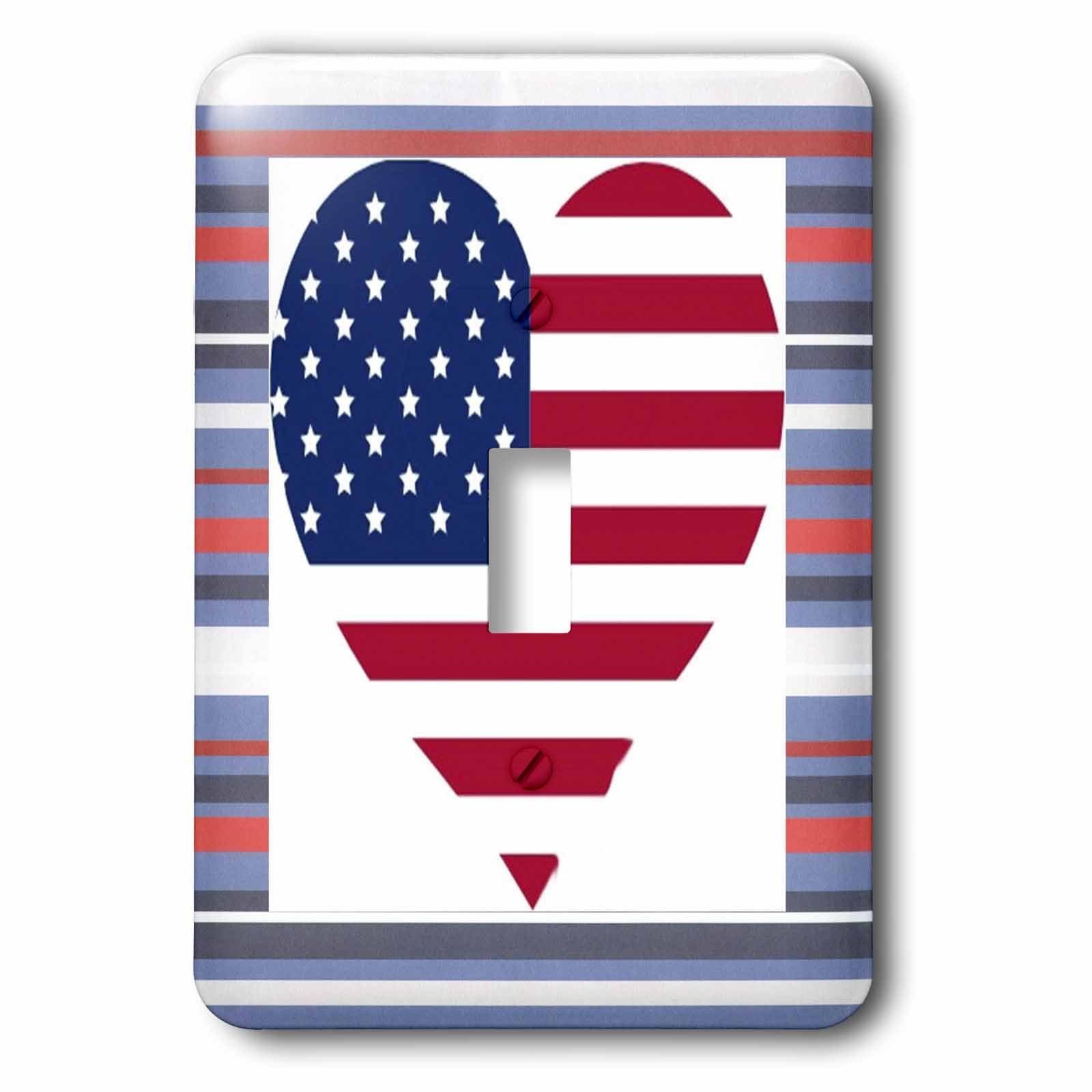 Interrupteur à bascule drapeau Usa cœur rouge blanc bleu 3dRose lsp_37407_1