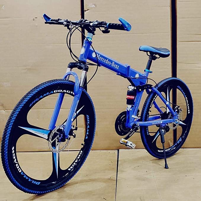 Image of Merceds Benz 26 Inch Gear Cycle for Boys and Adults with 21 Speed Gears Dual Suspension Folding Frame Daily Commute Fitness School and College Use City Ride Foldable Bicycle (Blue)