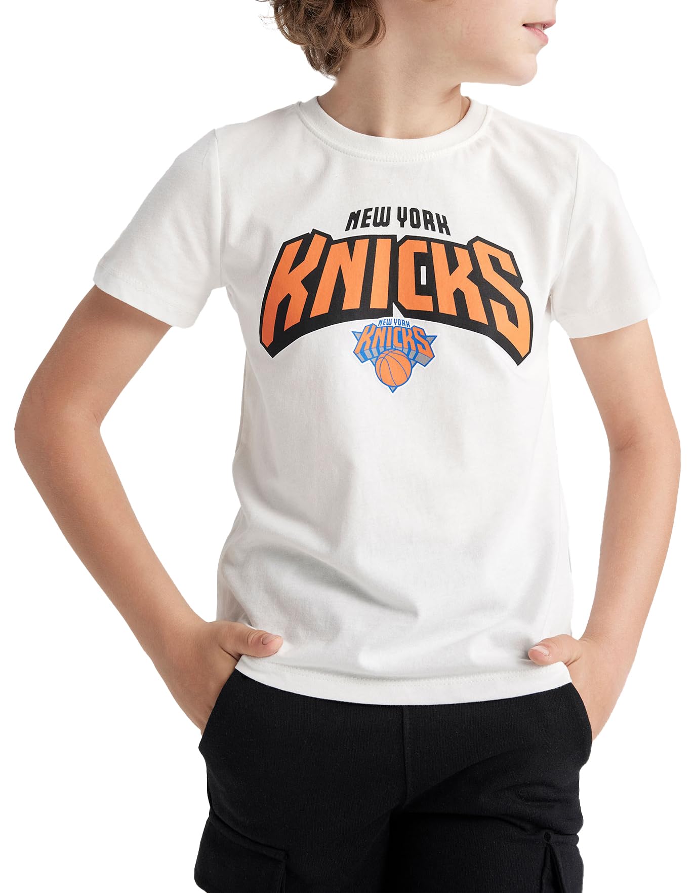 Erkek Çocuk Erkek Çocuk NBA New York Knicks Regular Fit Bisiklet Yaka Kısa Kollu Tişört
