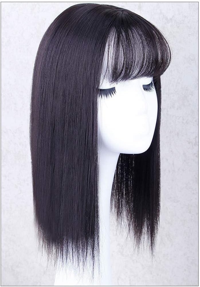 3D Wispy Fringe Forehead Hairpiece Clip in Straight Middle Parting Topper for Women With Thinning Hair 35cm Dark Brown - Image 4