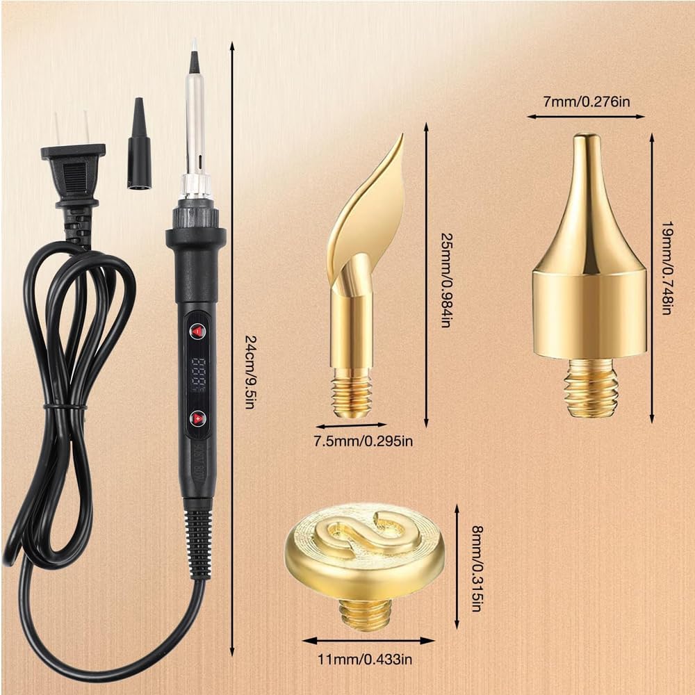 Wood Burning Kit,26 Letters Copper Mold DIY Wood BurningTool,Complete Leather Burning & Wood Carving Set with Adjustable Temperature Soldering Iron,56 Pcs