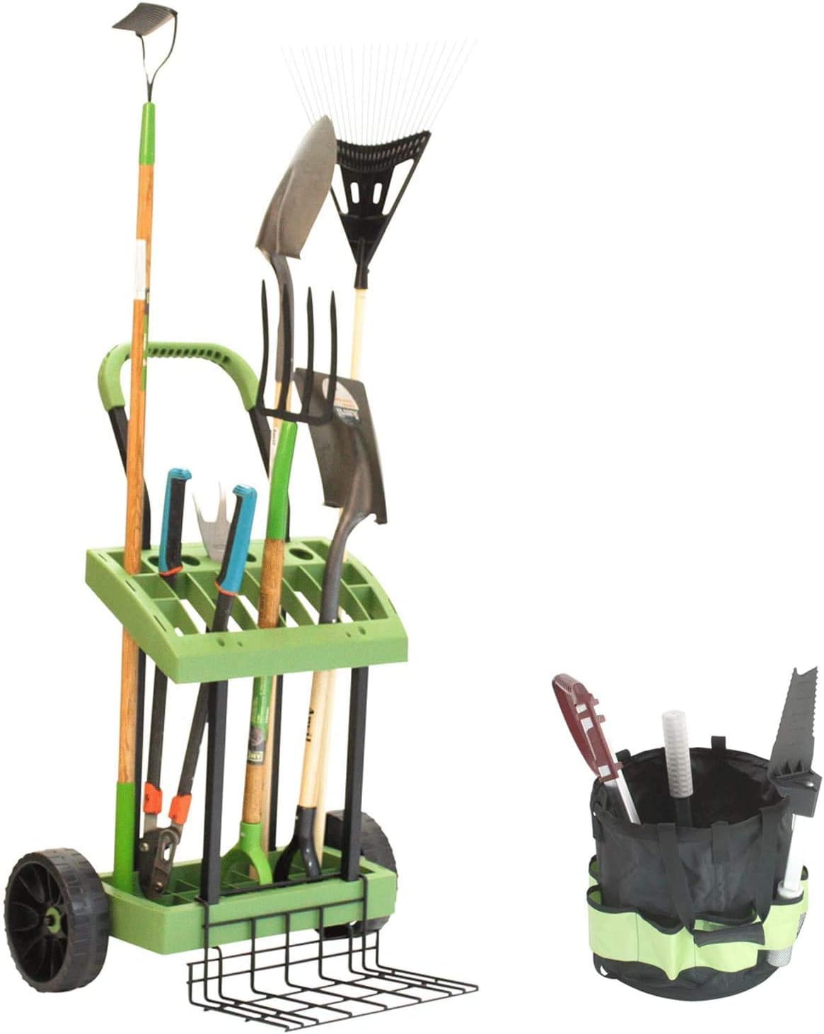 ❤ Crazy Deals Gardeners Tool Box On Wheels with Store & Harvest Tote | 10 Inch Never Flat Tires & 120 Lb. Capacity Lift Plate | Store, Organize & Mobilize Rakes, Shovels, Hoe | Made in USA by Vertex | Model SD580