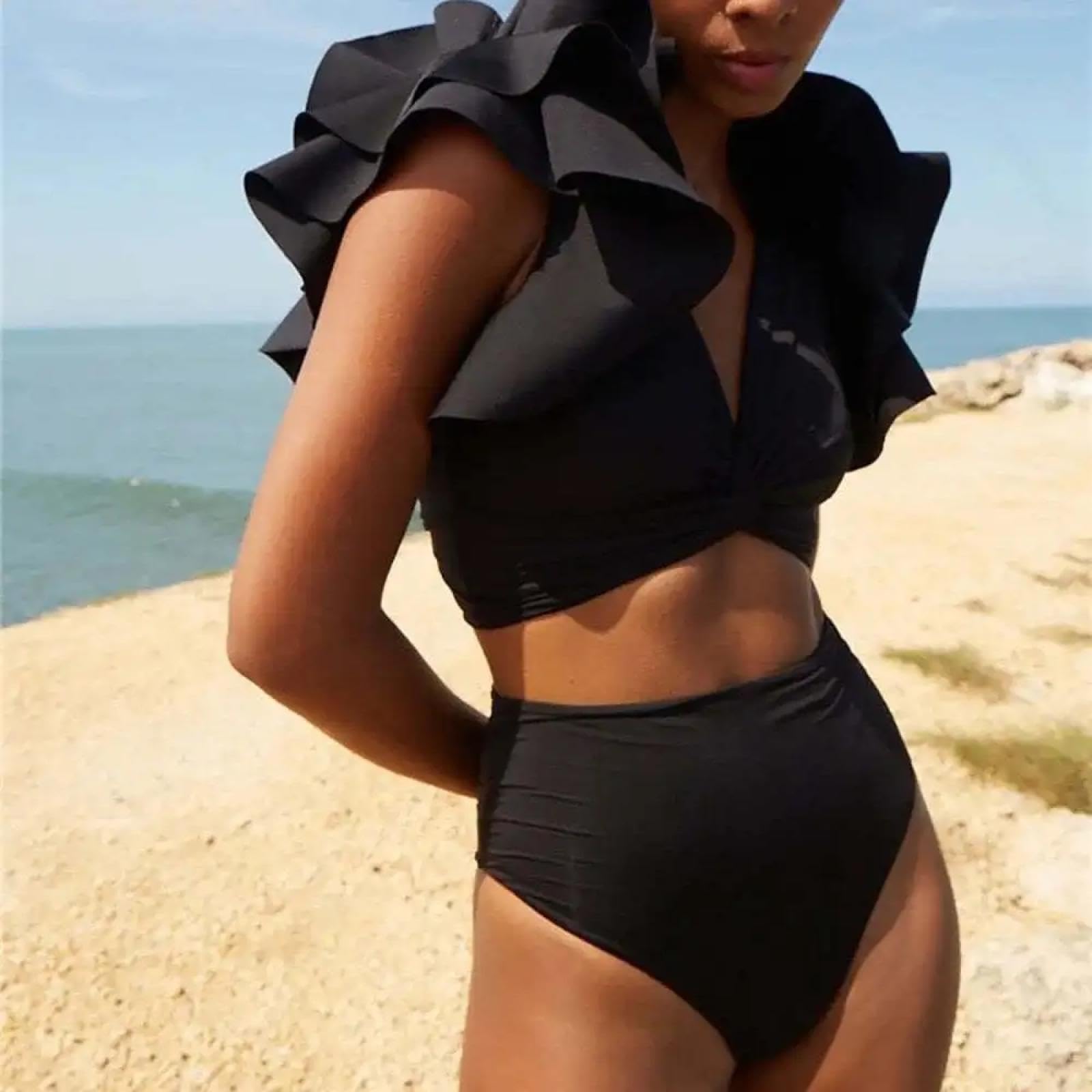 Bikinis Bañador Mujer Bikini con Cuello En V Traje De Baño para Mujer De Cintura Alta Bañadores Estampados Natación De Baño Traje De Baño Ropa De Playa