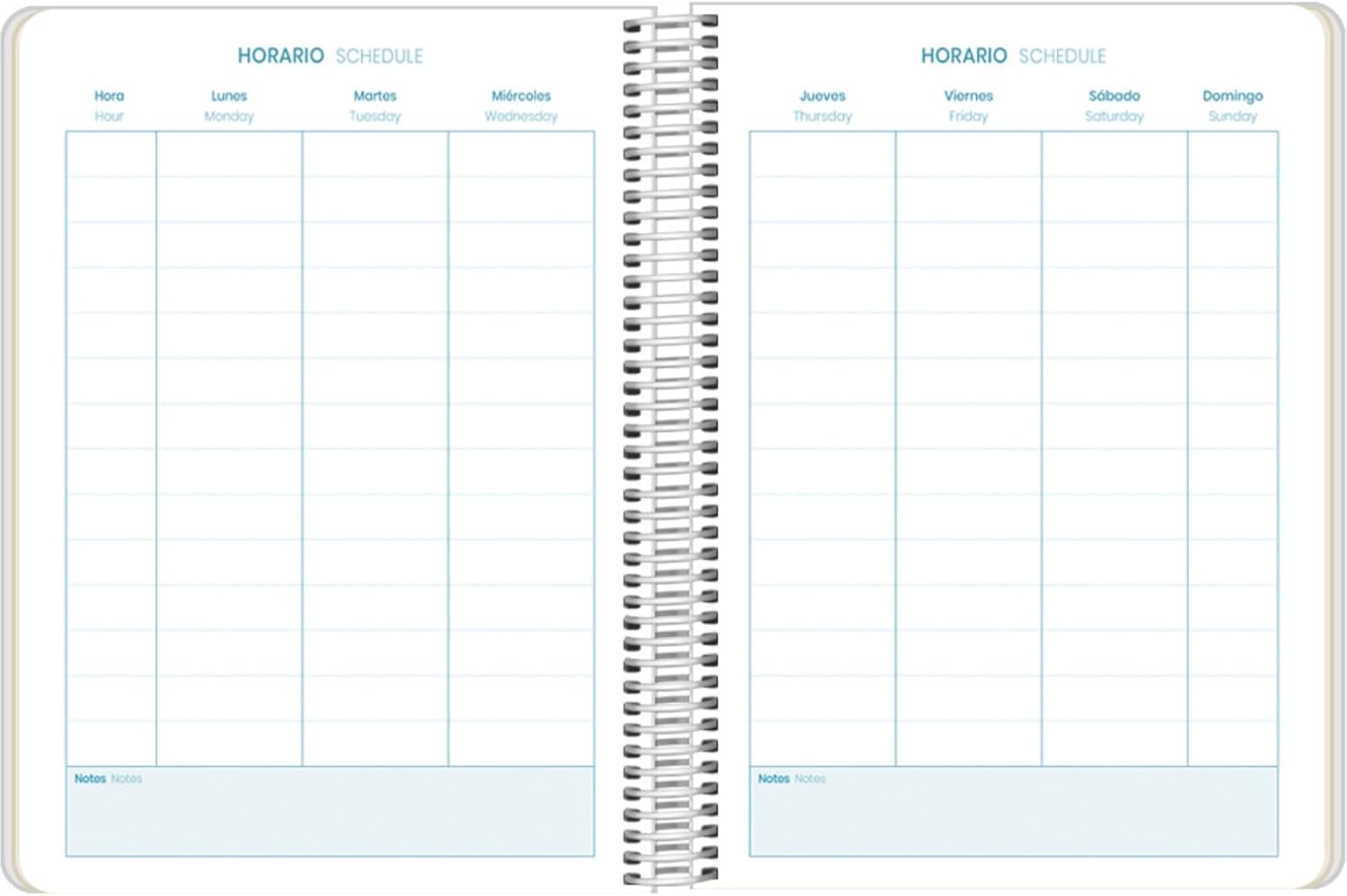 School Planner 2025 2026 - Day per Page, A5 Size (15x21 cm), Spanish and English, September to June, Spiral Binding, Flexible Cover with Protective Plastic - Stain