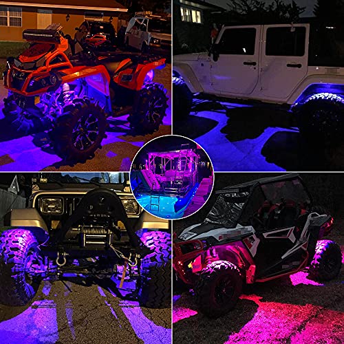 Rgbw Rock Lights, Sunpie 4 Pods High Power Led Underglow Neon Light Kit Wheel Well Lights App Rf Remote Control Multicolor Voice Mode Music Mode Automatic Control For Off Road Truck Suv Atv Utv Boat #TOP1