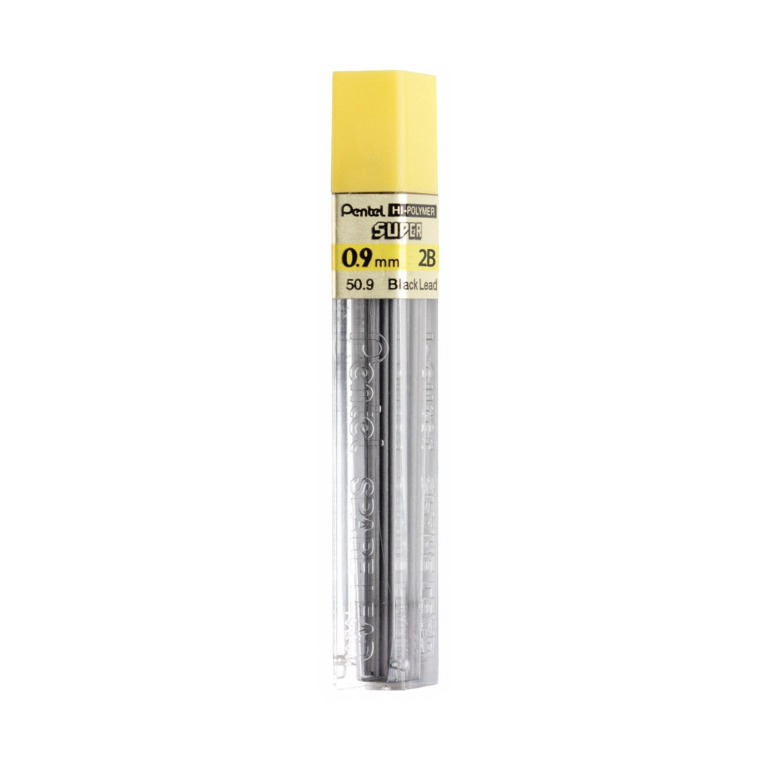 6 PACK Pentel Super Hi-Polymer Lead Refill .9mm 2B, 15 Pieces Lead/Tube 50-9-2B