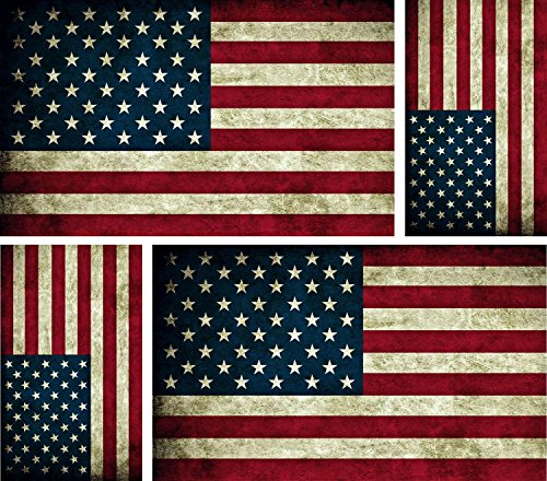 Akachafactory 4 x Sticker Autocollant Drapeau USA Vintage Voiture Moto americain Biker
