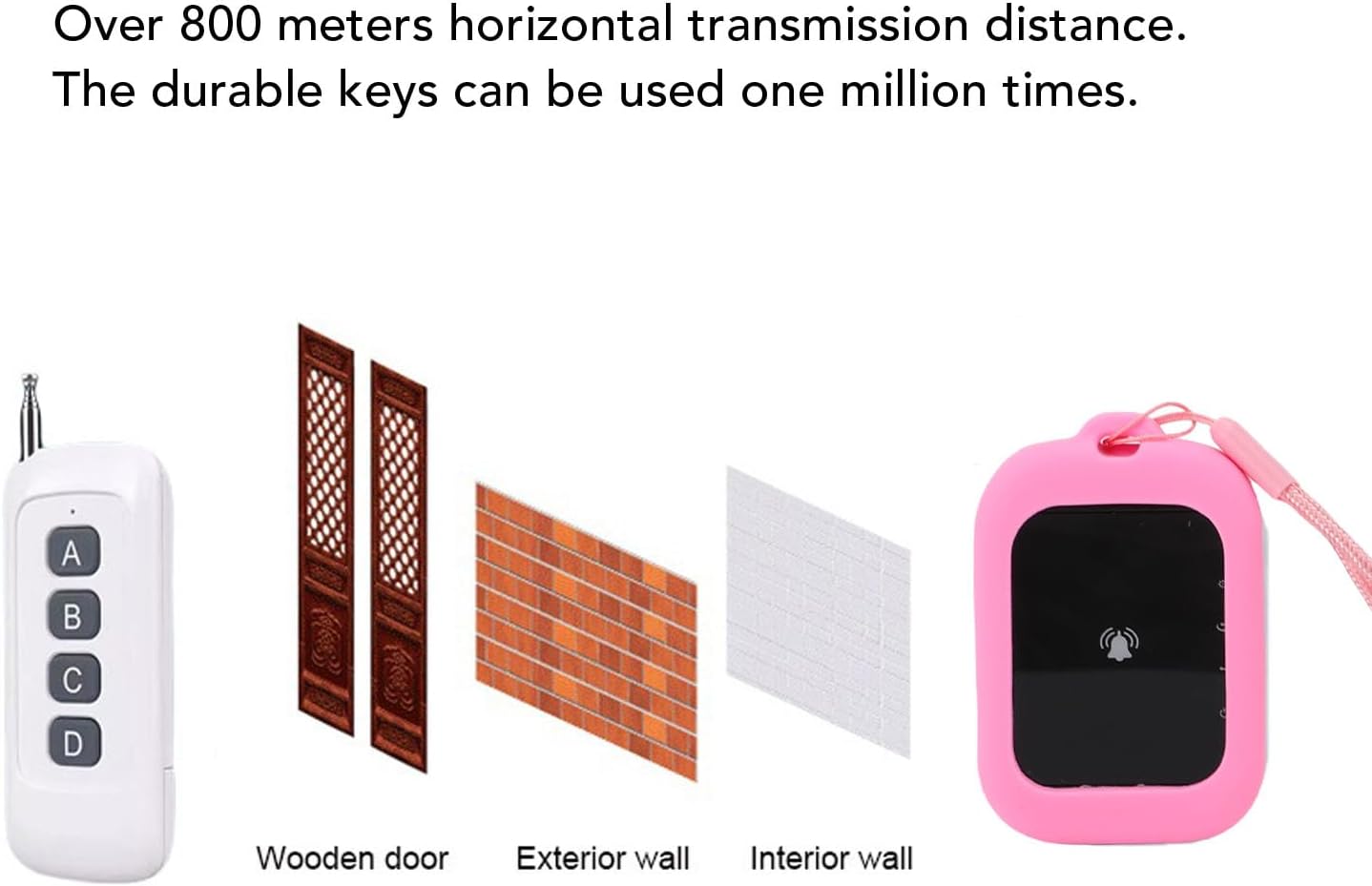 Restaurant Pager System,Wireless Calling System with 4 Receivers,800M 3 Prompt Mode Waterproofing Guest Queue Pager Buzzer for Restaurant (Pink)
