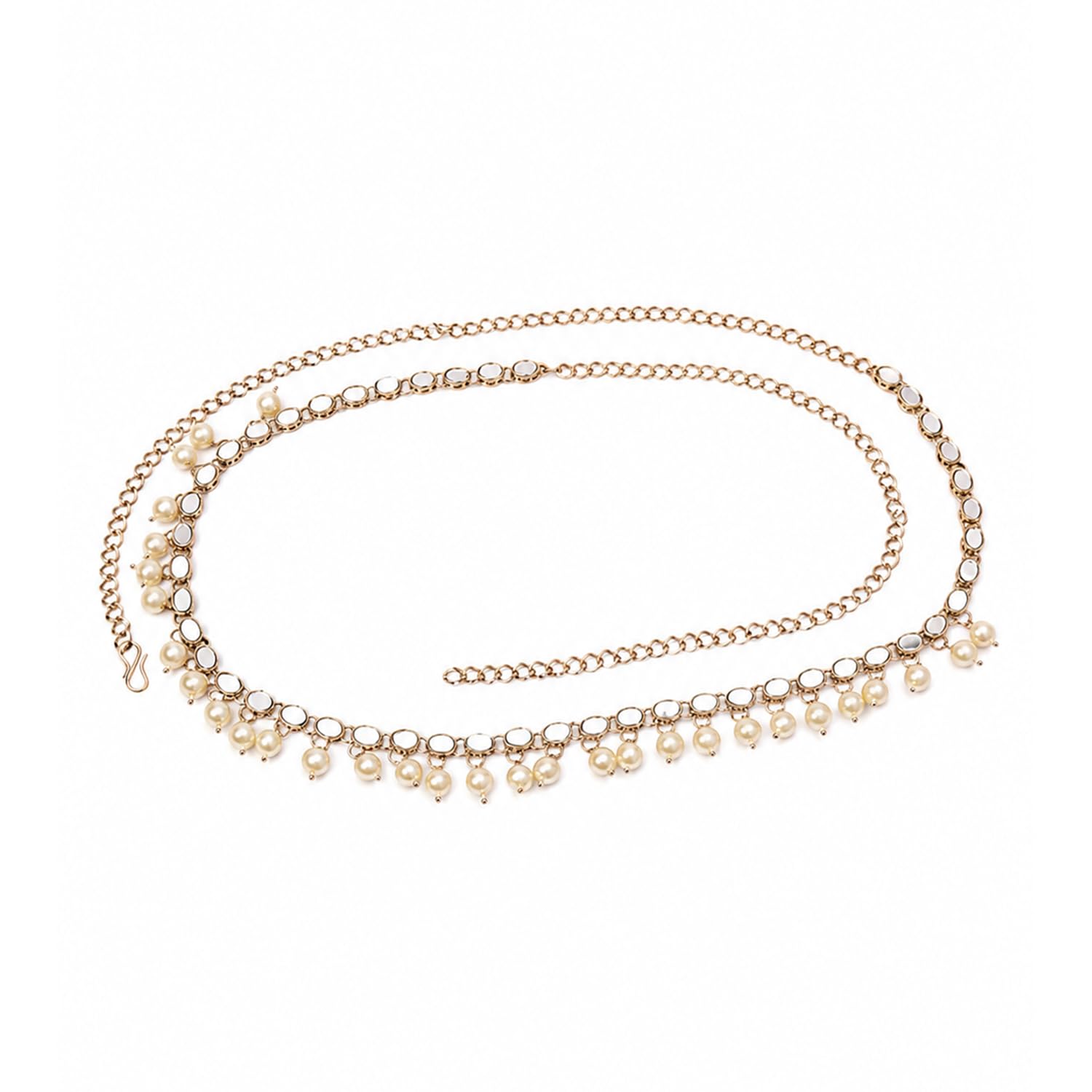 Mirror Pearl Drop Waist Chain Ethnic Saree Jewellery Gift for Women & Girls-image-46