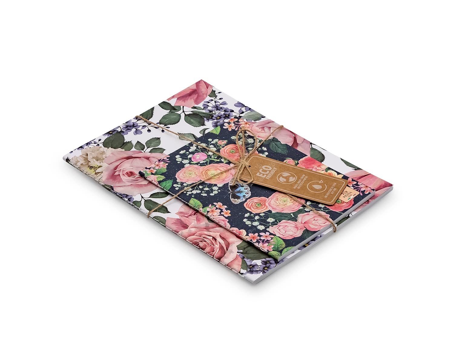 Pigna Set of 2 Singer Nature Flowers Wire Notebooks, multi-coloured, Set (1 pz A5 medio 1 pz A6 piccolo) - Image 2