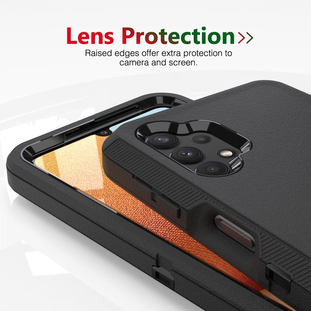 Case for Galaxy A52, Heavy-Duty Tough Rugged Shockproof Drop Protective Cover Cases for Samsung Galaxy A52, Black - Image 4