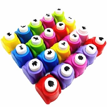 WorldoorHot Sale Mini Paper Craft Punch Card Scrapbooking Engraving Kid Cut DIY Handmade Hole Puncher for Festival Papers and Greeting Card Set of 20 with Random Color and Random Cutting Shape, Mini