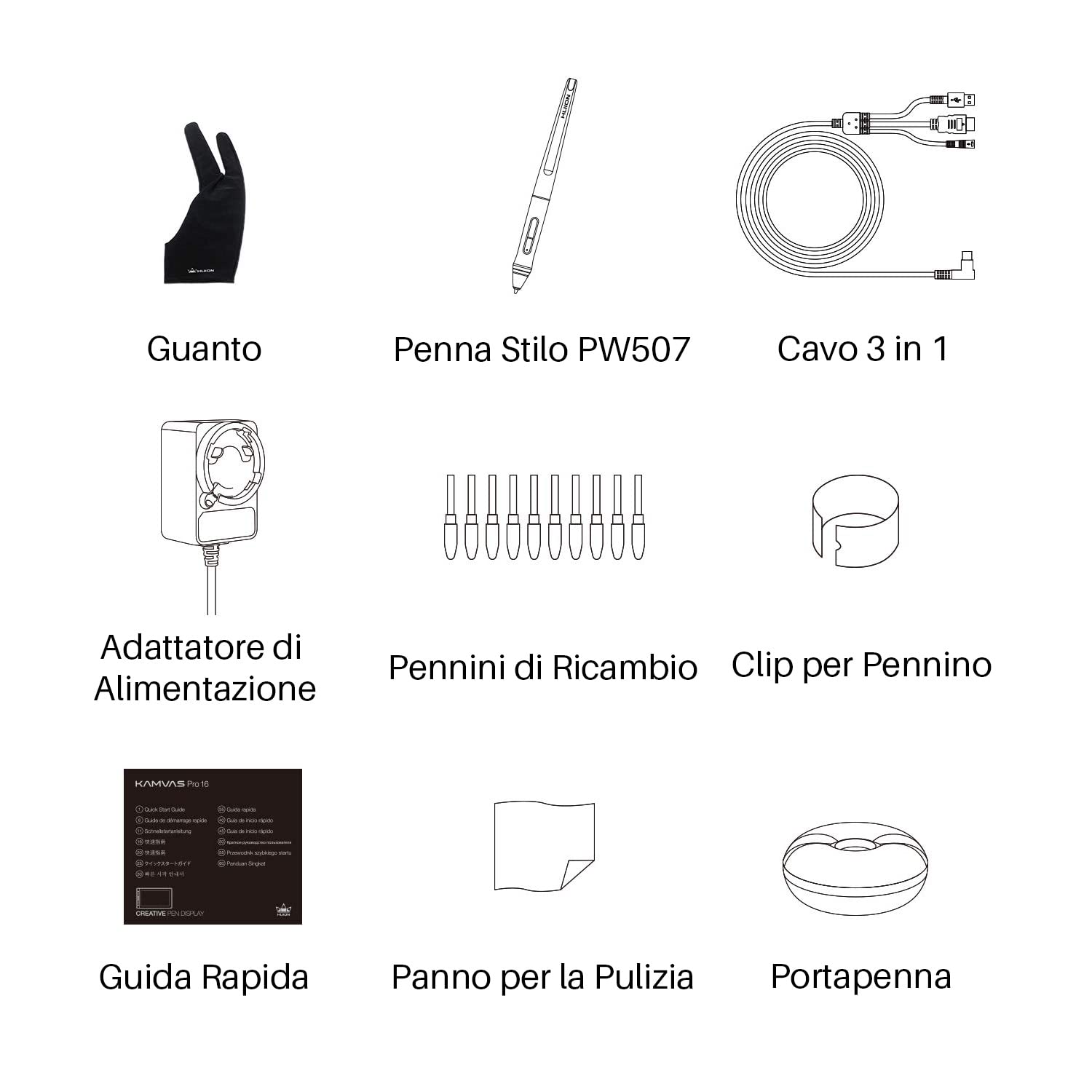 HUION KAMVAS Pro 16 Tavoletta Grafica con Display IPS da 15,6 Pollici con Monitor Grafico Completo in Laminato, 6 Tasti di Scelta Rapida Personalizzabili e 1 Touch Bar e Stilo Senza Batteria