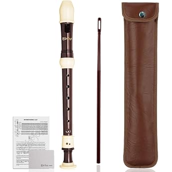 Soprano Recorder German Style C Flap ABS 8-Hole Flute Removable 3-Piece Childrens Recorder with Bag Cleaning Rod and Fingering Chart for Beginners Students Adults