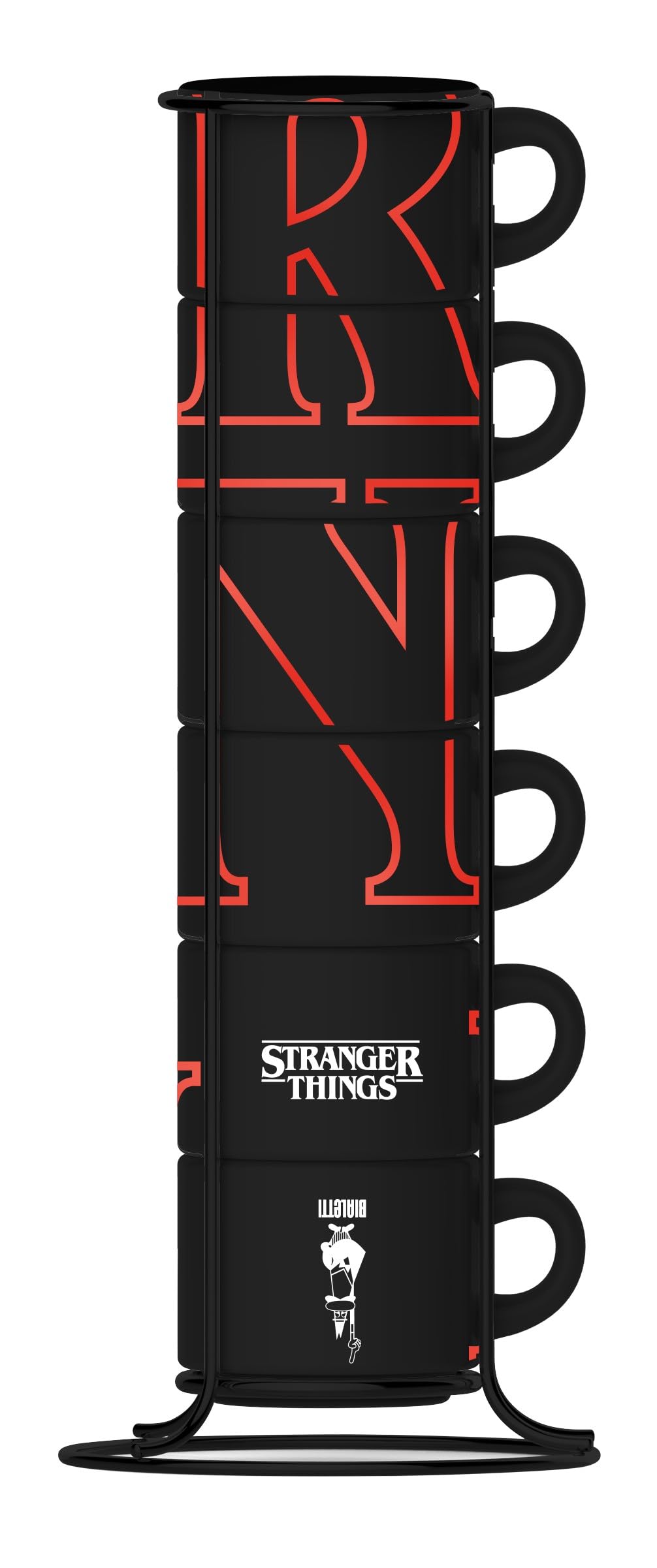 Bialetti Schwarz/Rot Tasse, Espressotasse Stranger Things (80 Ml, 6X)