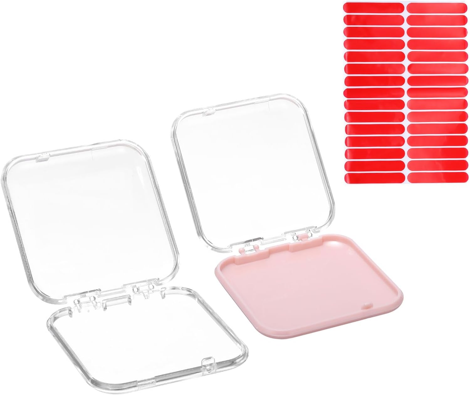 2 Pcs Press on Nail Storage Box with Adhesive Double Sided Tape, Acrylic Nail Display Box for Nail Salon Home Storage Supplies, Clear/White