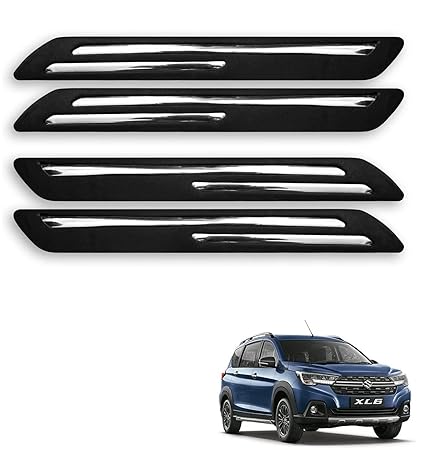 Kozdiko Car Double Chrome Rubber Bumper Protector Guard with Chrome Strips for Maruti Suzuki XL6